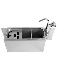Combisteel SINK FOR ICE CREAM SCOOP WITH WATER TAP 380X120X150  WITH WATER DRAIN HOLE, WATER CONNECTION AND OVERFLOW PIPE