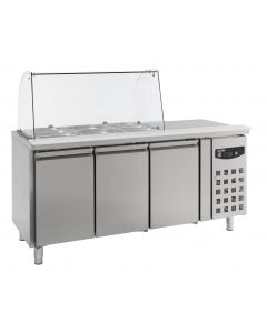 Combisteel REFRIGERATED COUNTER WITH GLASS COVER 3 DOORS